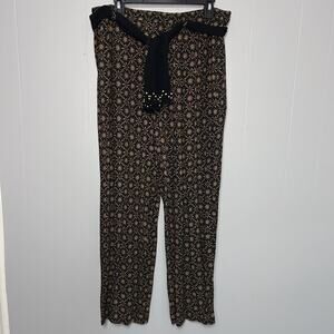 Vintage Liz Sport Pants Womens Large Elastic Band Hippie High Rise Sun Boho